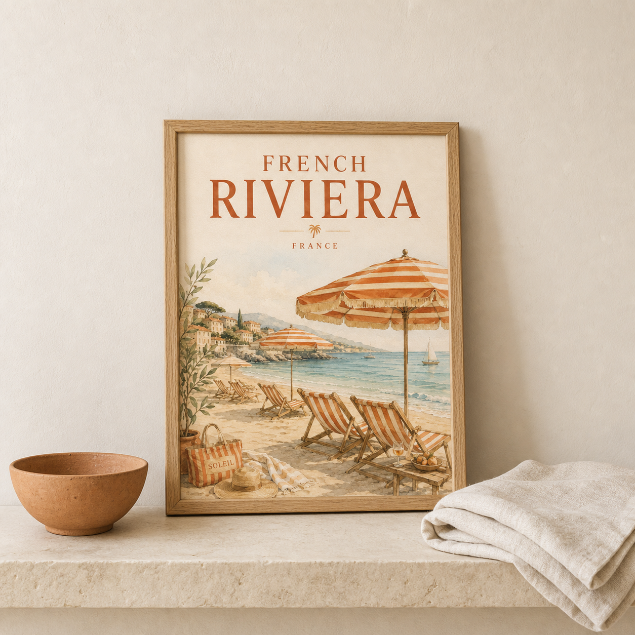 French Riviera Vintage Travel Poster