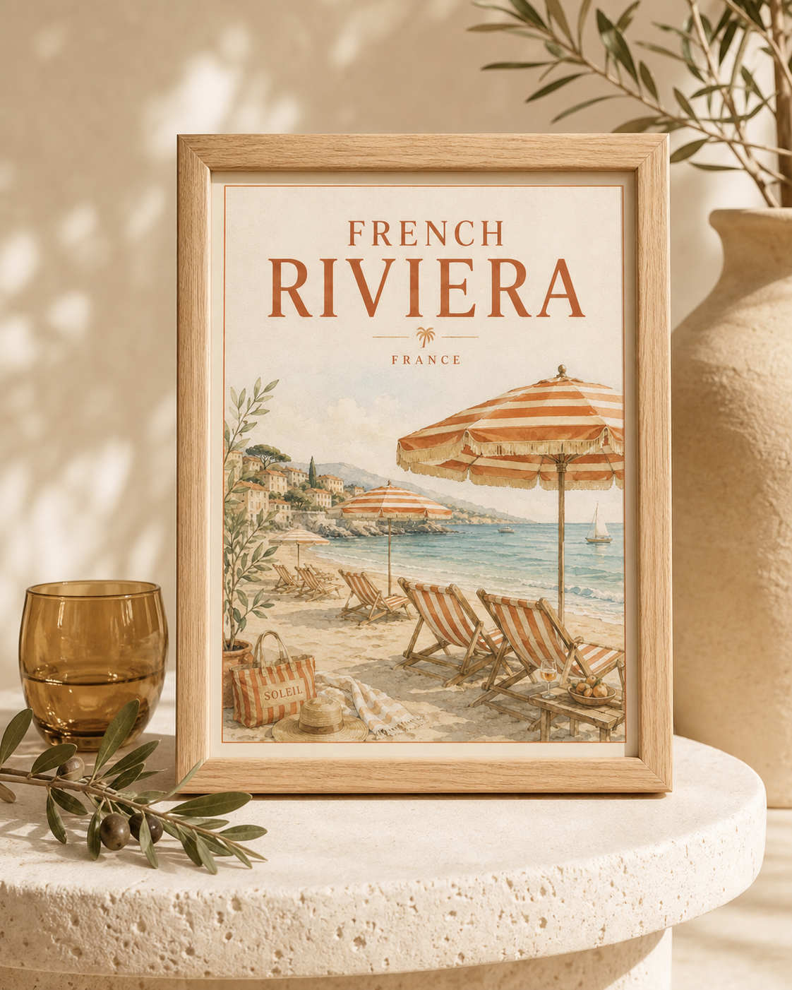 French Riviera Vintage Travel Poster