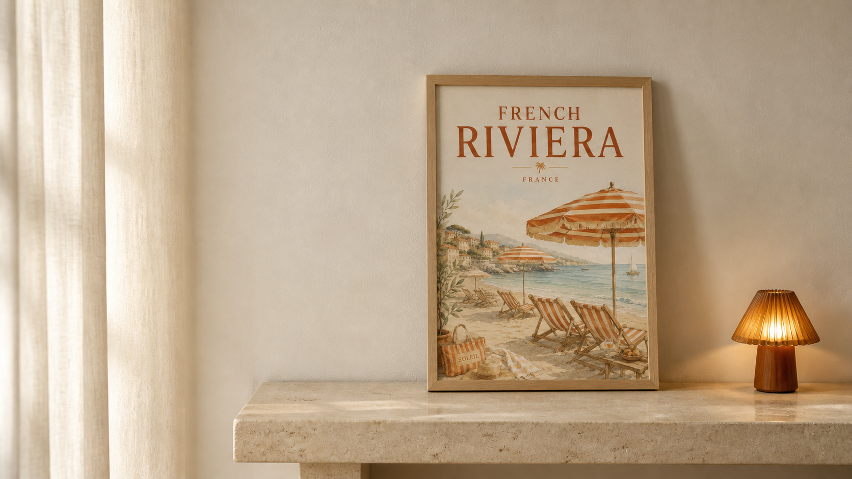 French Riviera Vintage Travel Poster