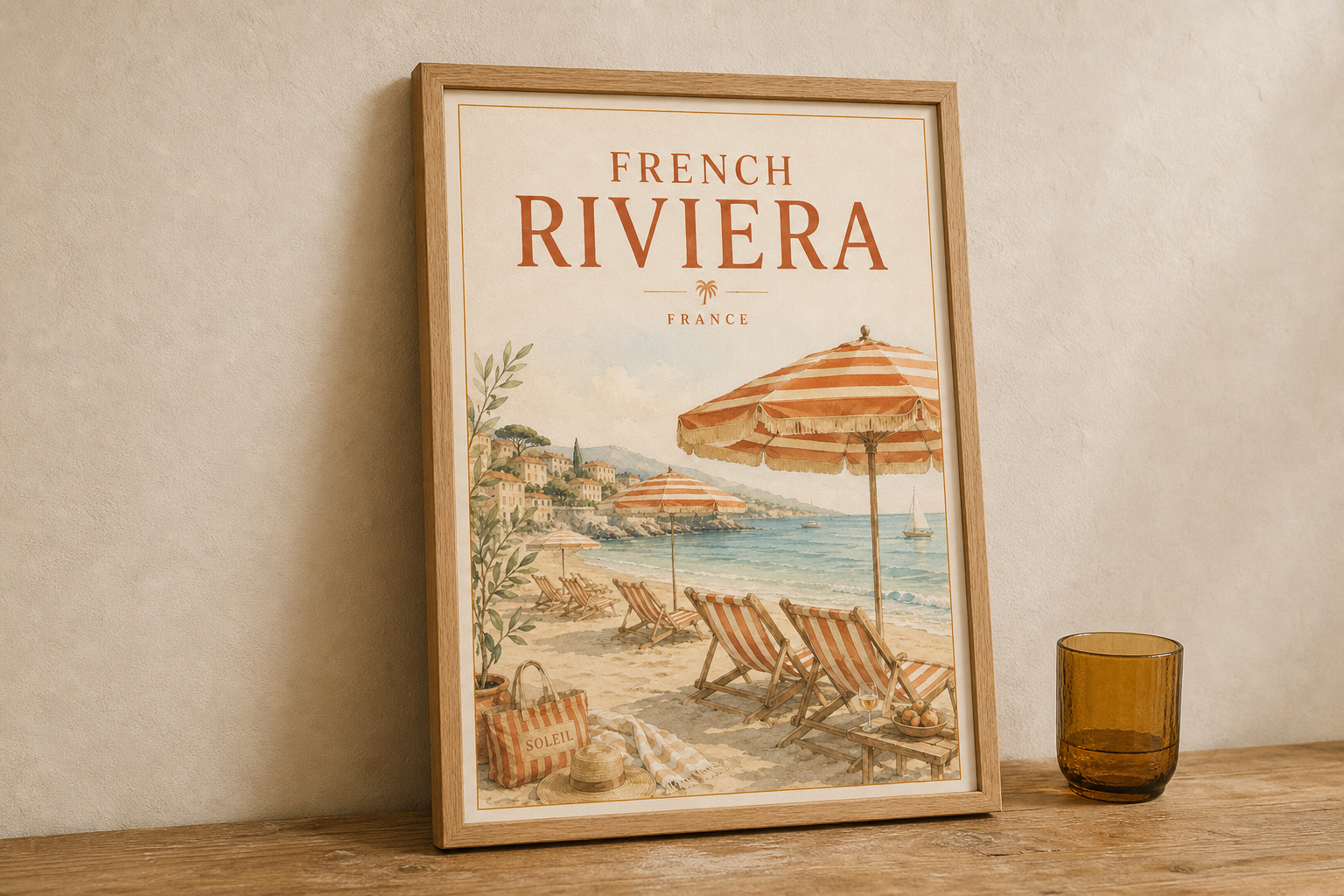 French Riviera Vintage Travel Poster