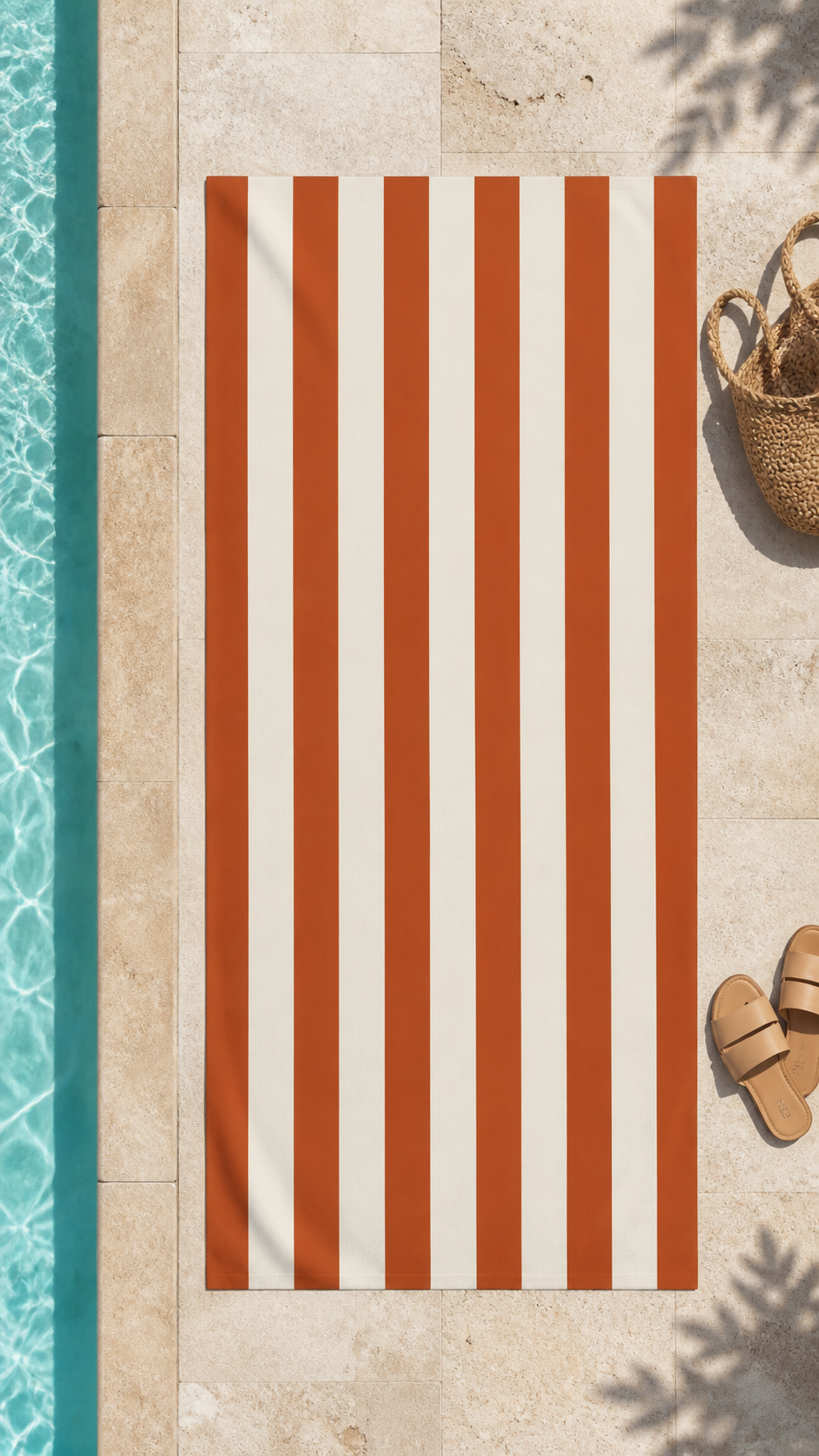 Retro Orange Striped French Riviera Beach Towel