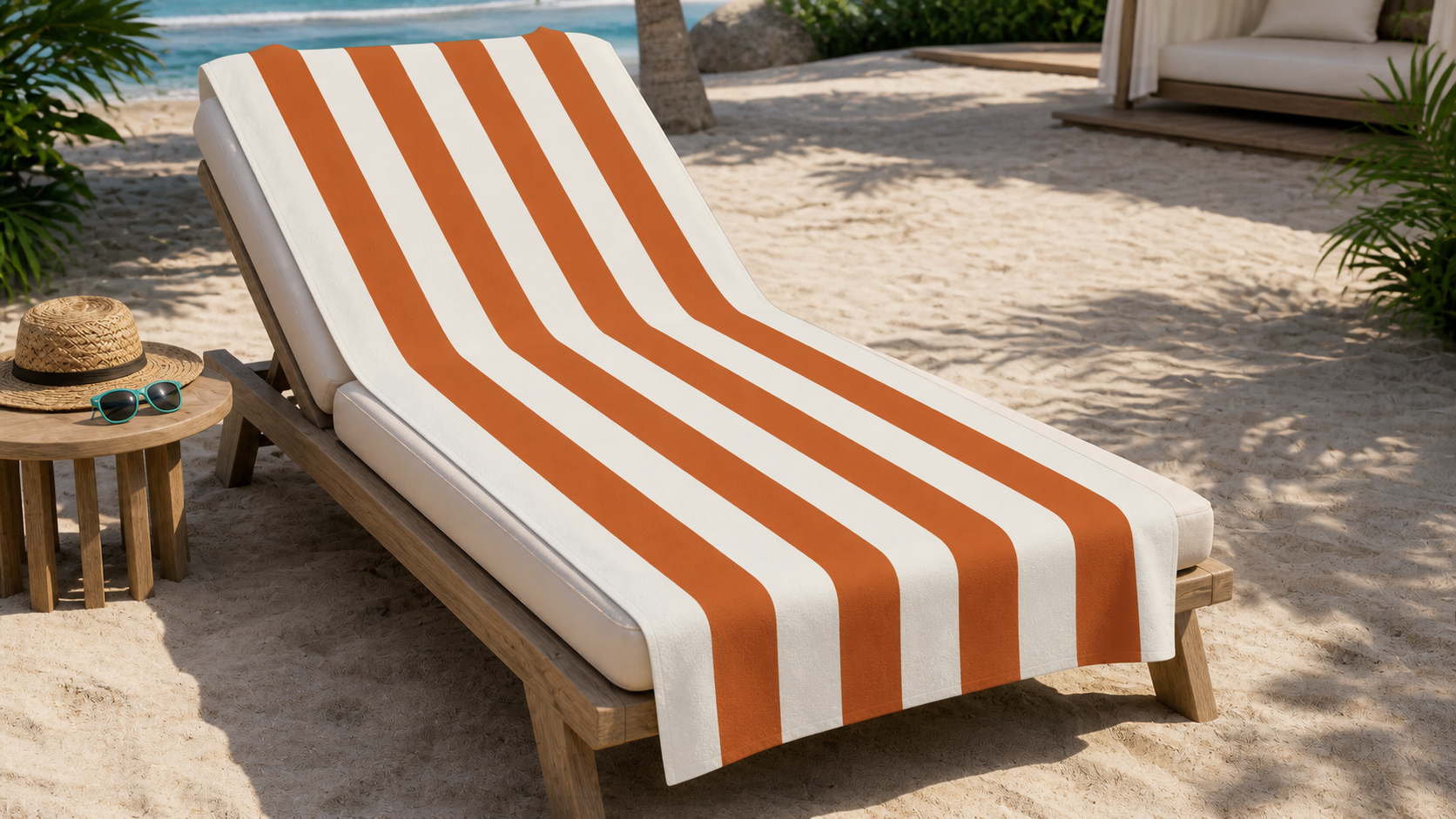 Retro Orange Striped French Riviera Beach Towel