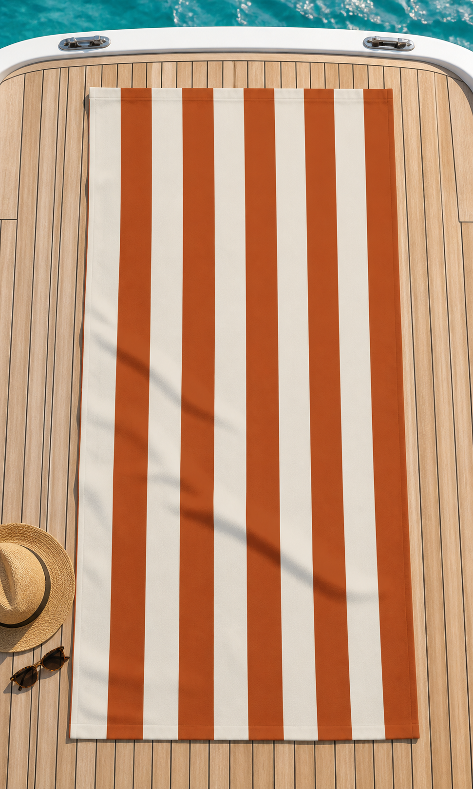 Retro Orange Striped French Riviera Beach Towel