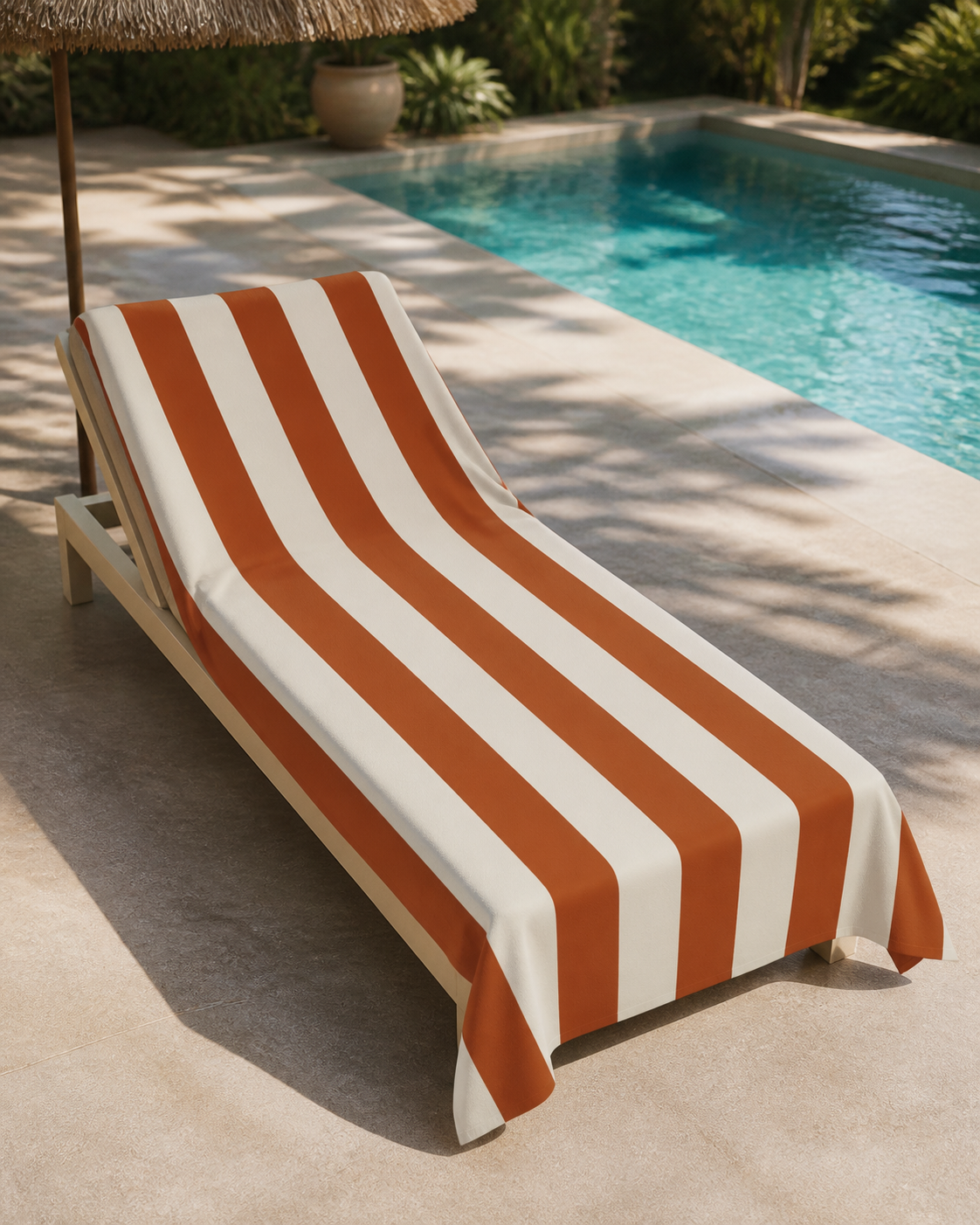 Retro Orange Striped French Riviera Beach Towel