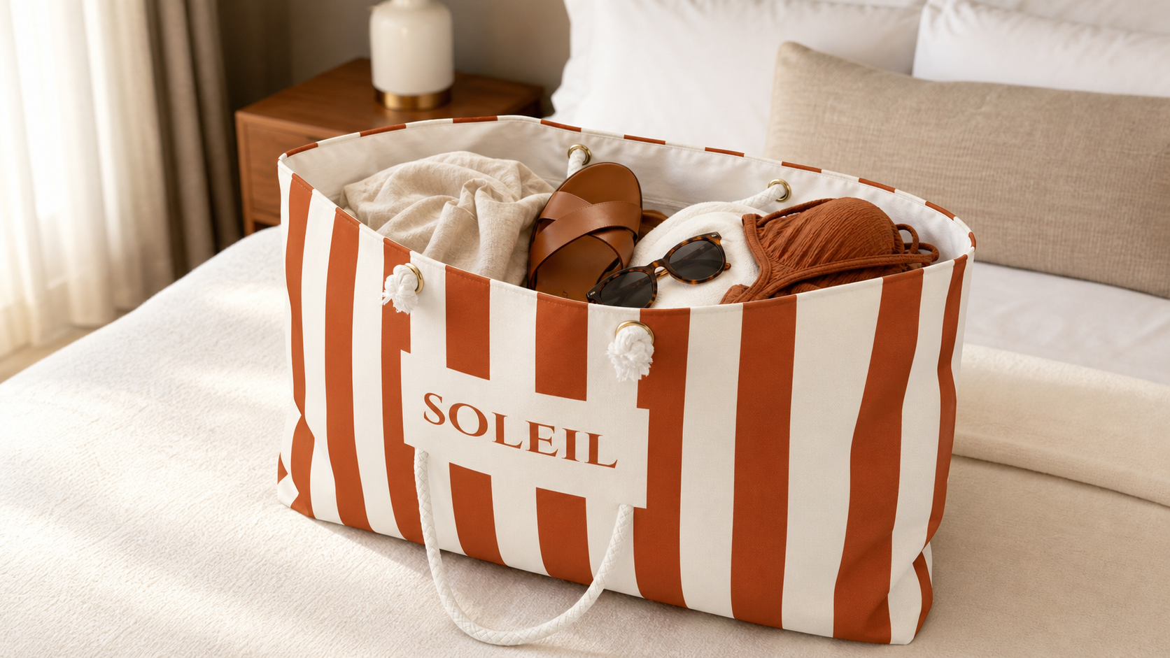 Soleil Orange Striped Weekender Tote Bag