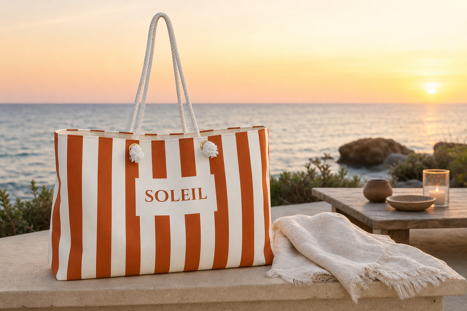 Soleil Orange Striped Weekender Tote Bag