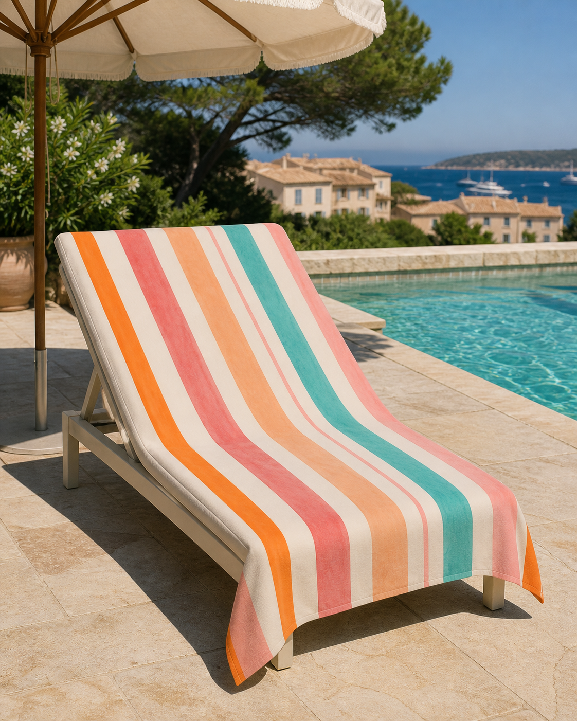 Saint-Tropez Striped Retro Beach Towel