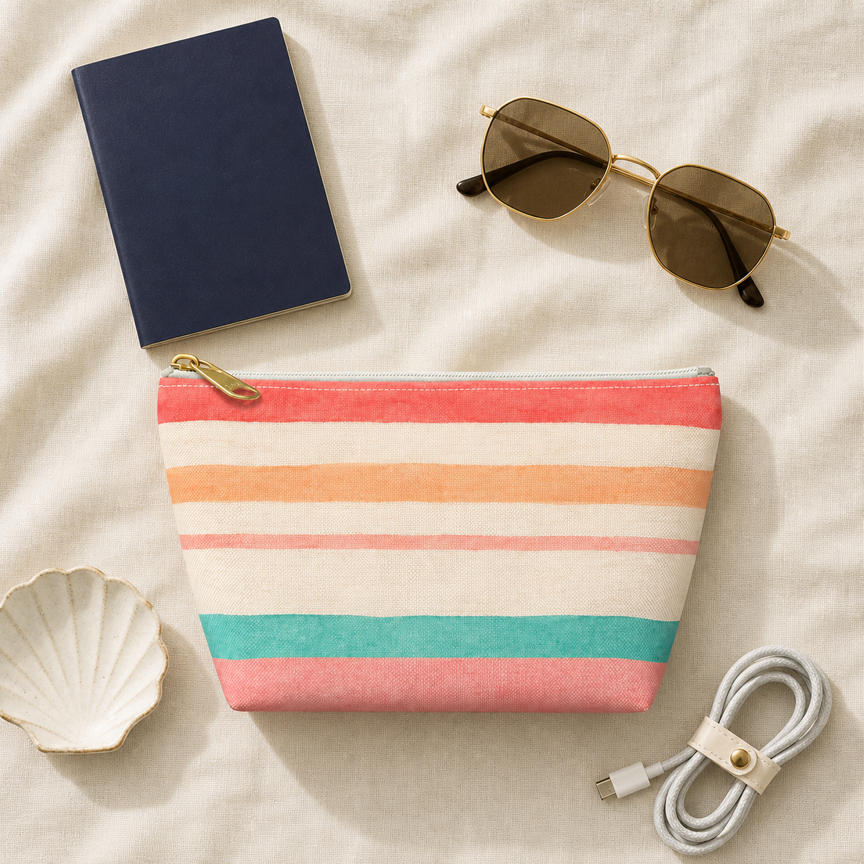 Saint-Tropez Striped Accessory Pouch