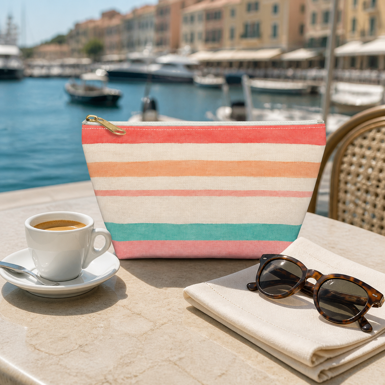 Saint-Tropez Striped Accessory Pouch