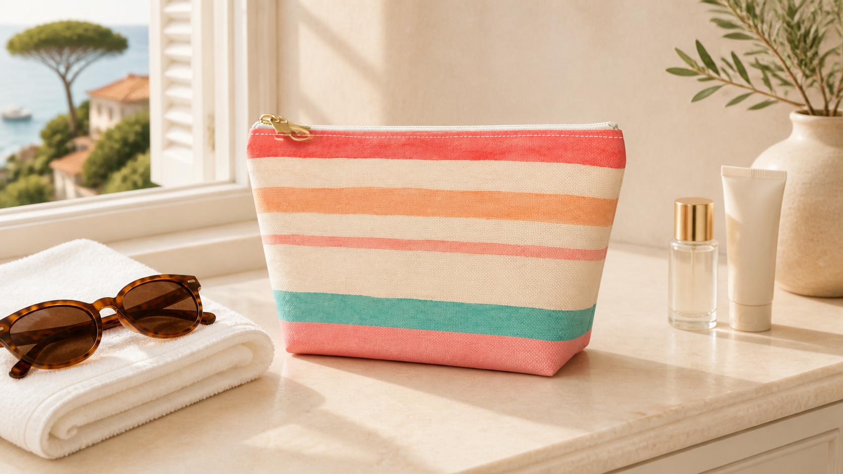 Saint-Tropez Striped Accessory Pouch
