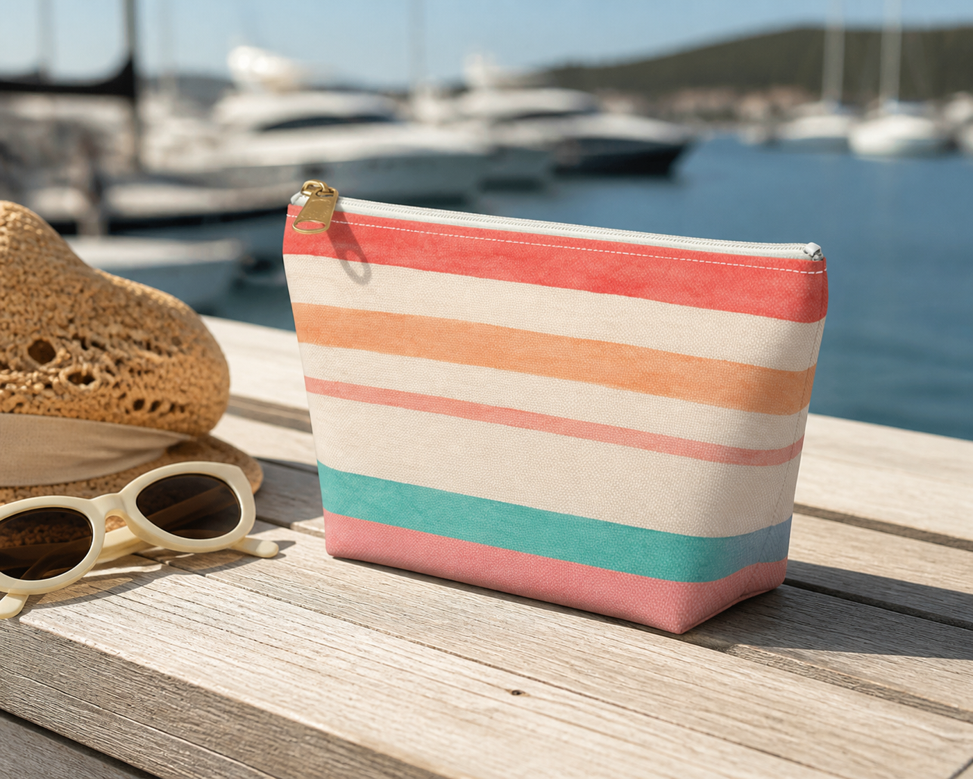 Saint-Tropez Striped Accessory Pouch