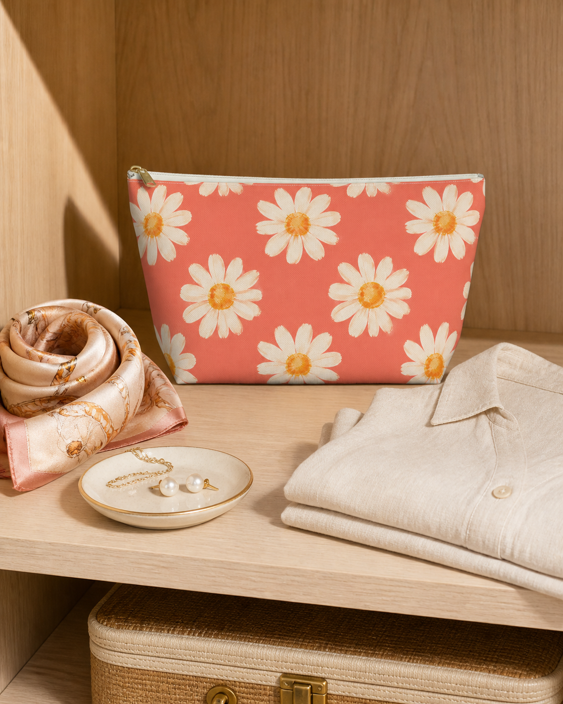 Coral Daisy Pattern Saint-Tropez Travel Bag