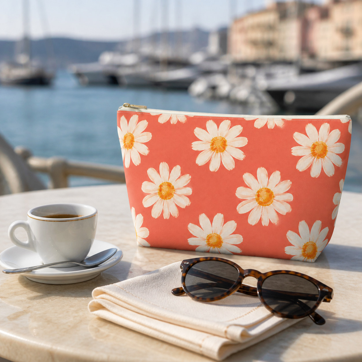Coral Daisy Pattern Saint-Tropez Travel Bag
