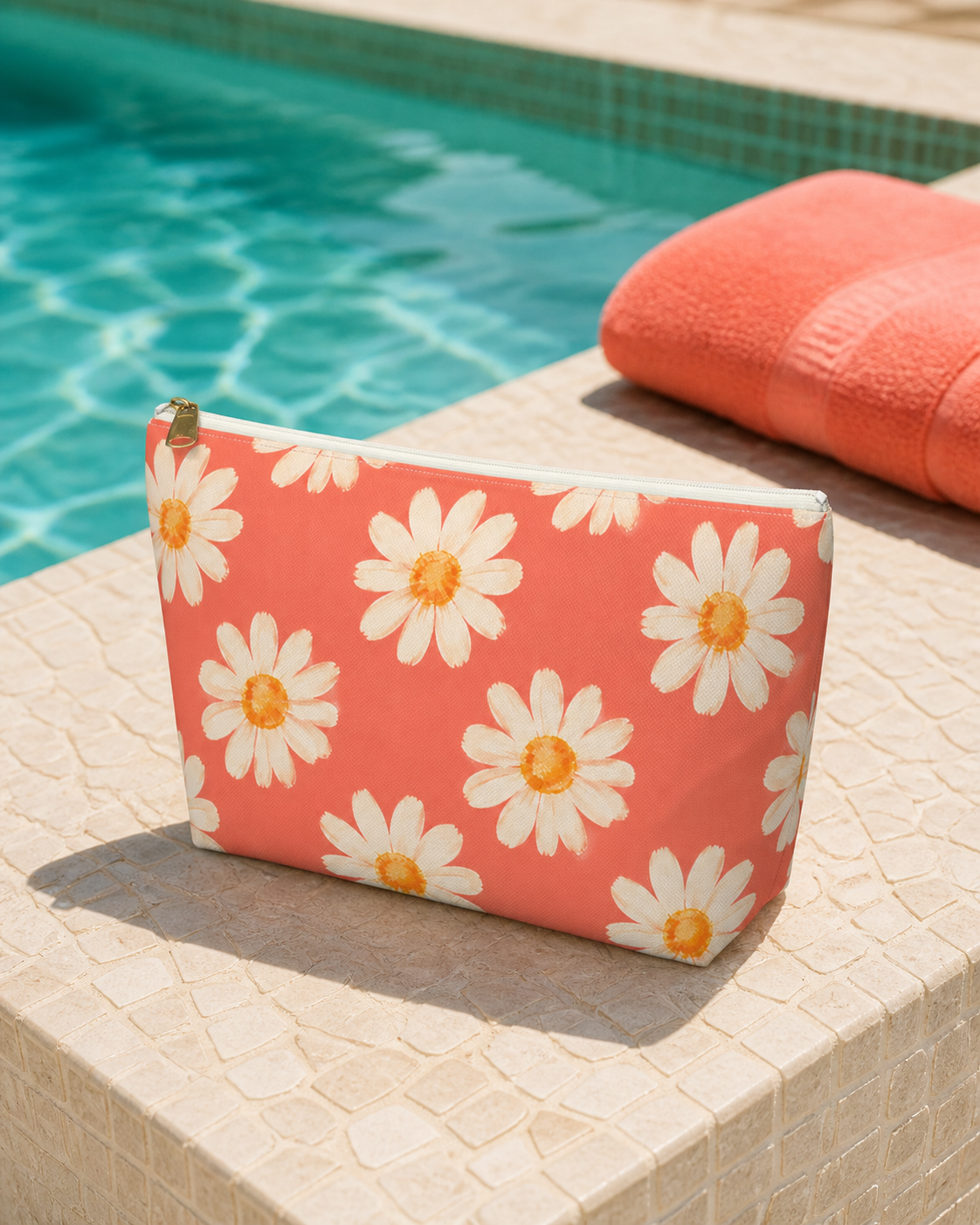Coral Daisy Pattern Saint-Tropez Travel Bag