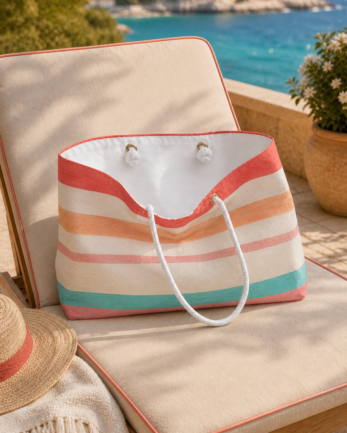 Saint-Tropez Pastel Striped Weekender Tote