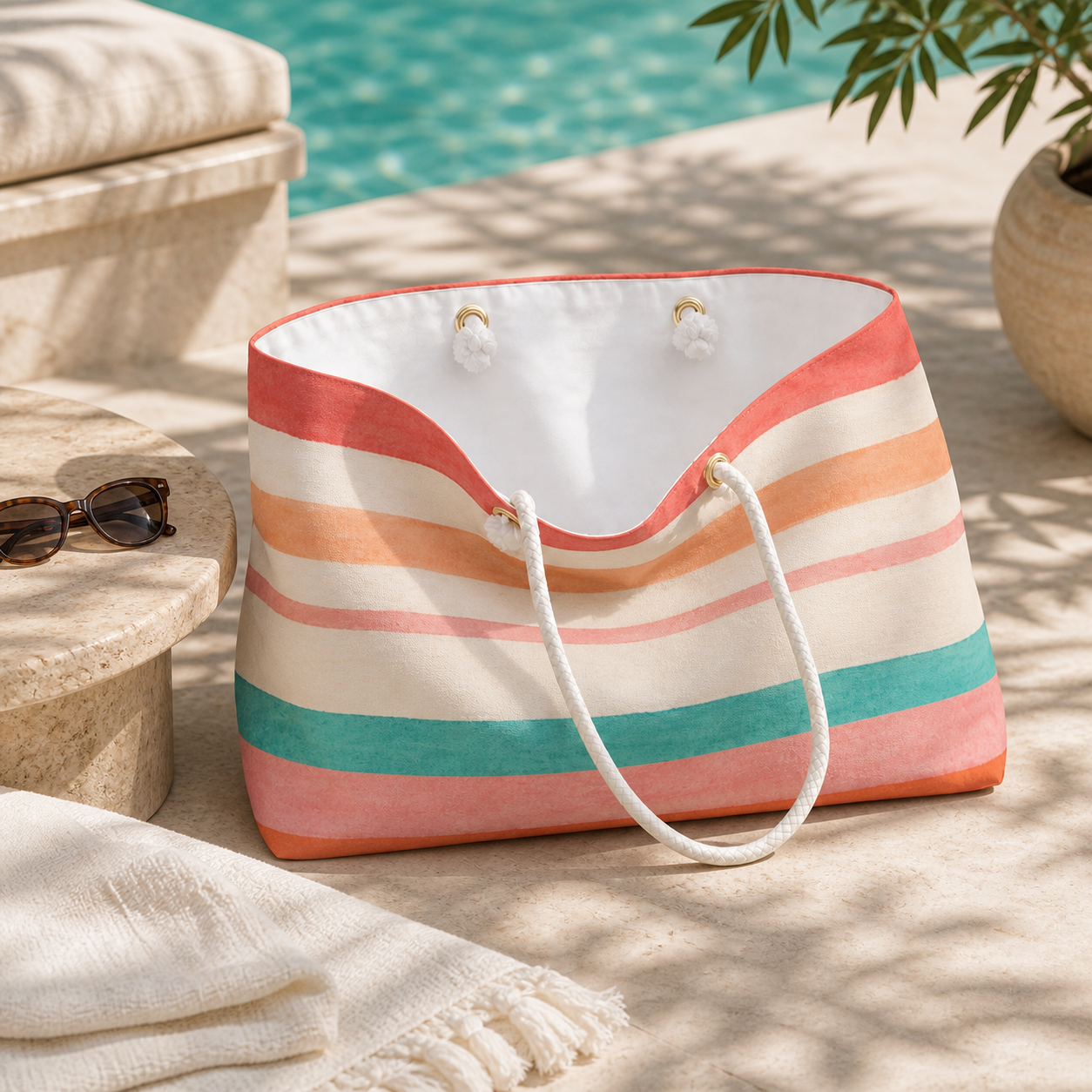 Saint-Tropez Pastel Striped Weekender Tote