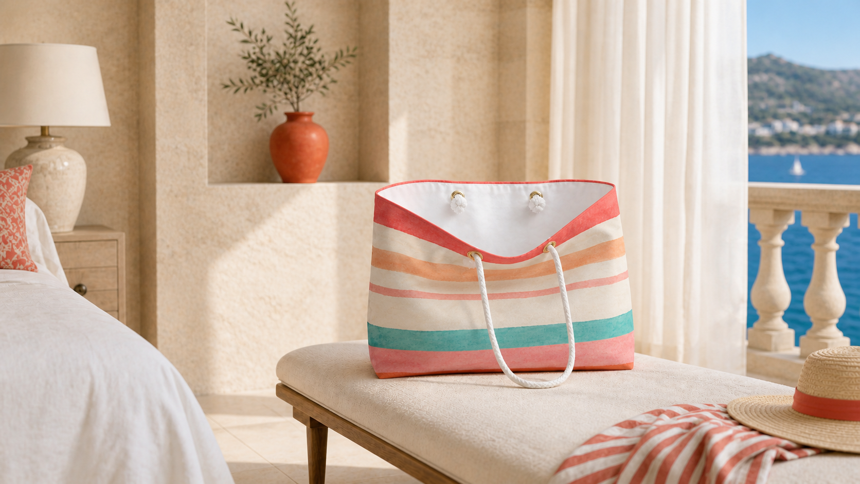 Saint-Tropez Pastel Striped Weekender Tote