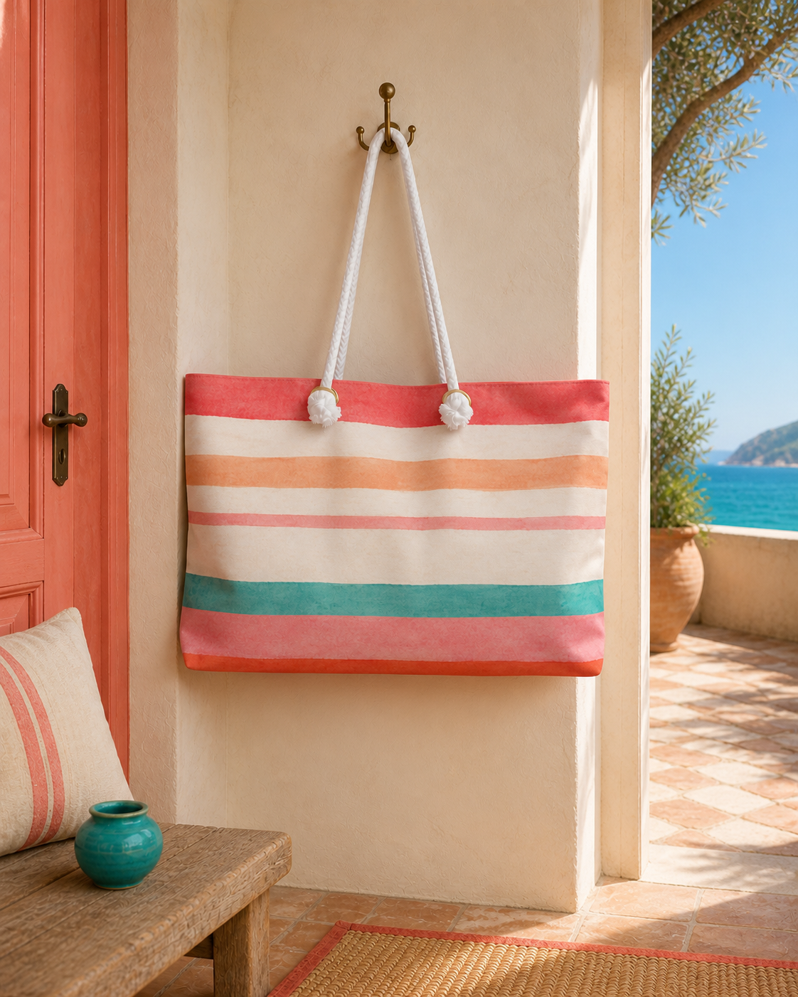 Saint-Tropez Pastel Striped Weekender Tote