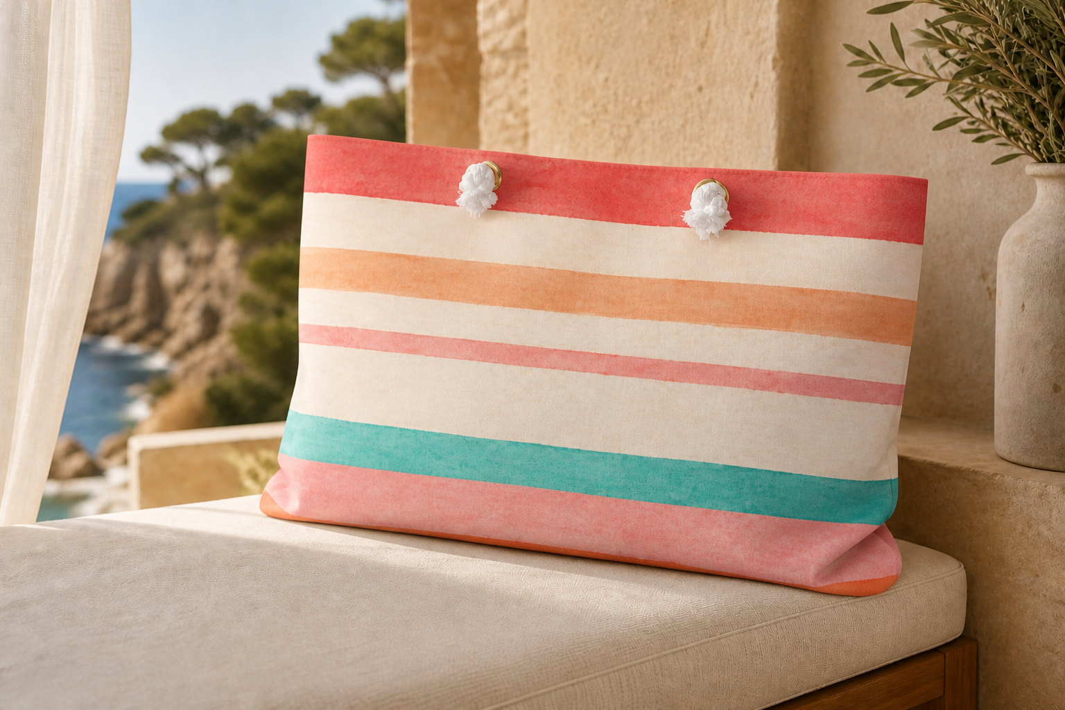 Saint-Tropez Pastel Striped Weekender Tote