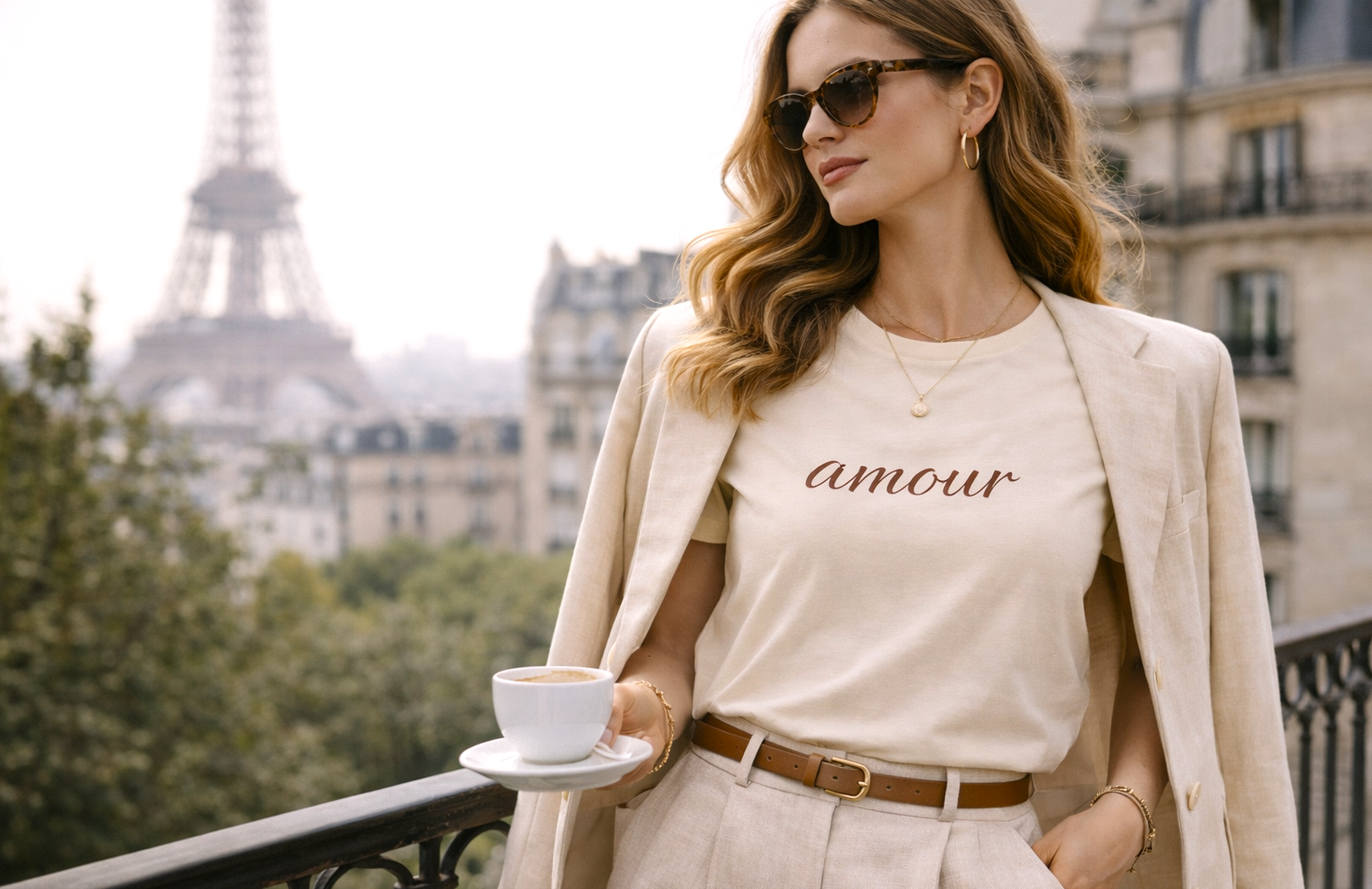 "Amour" Script French Luxury Travel Tee
