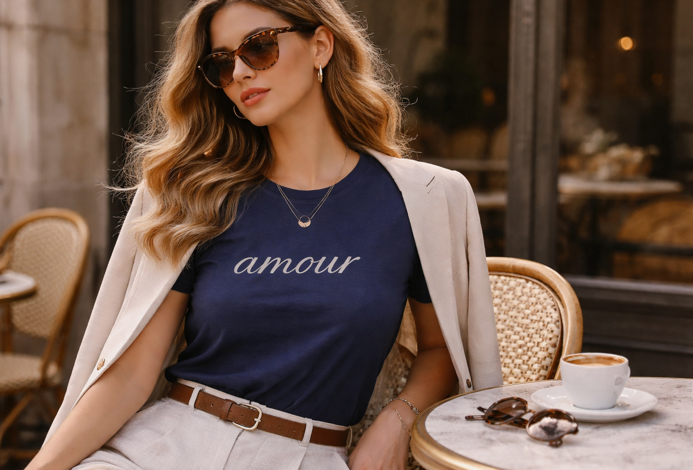 "Amour" Script French Luxury Travel Tee