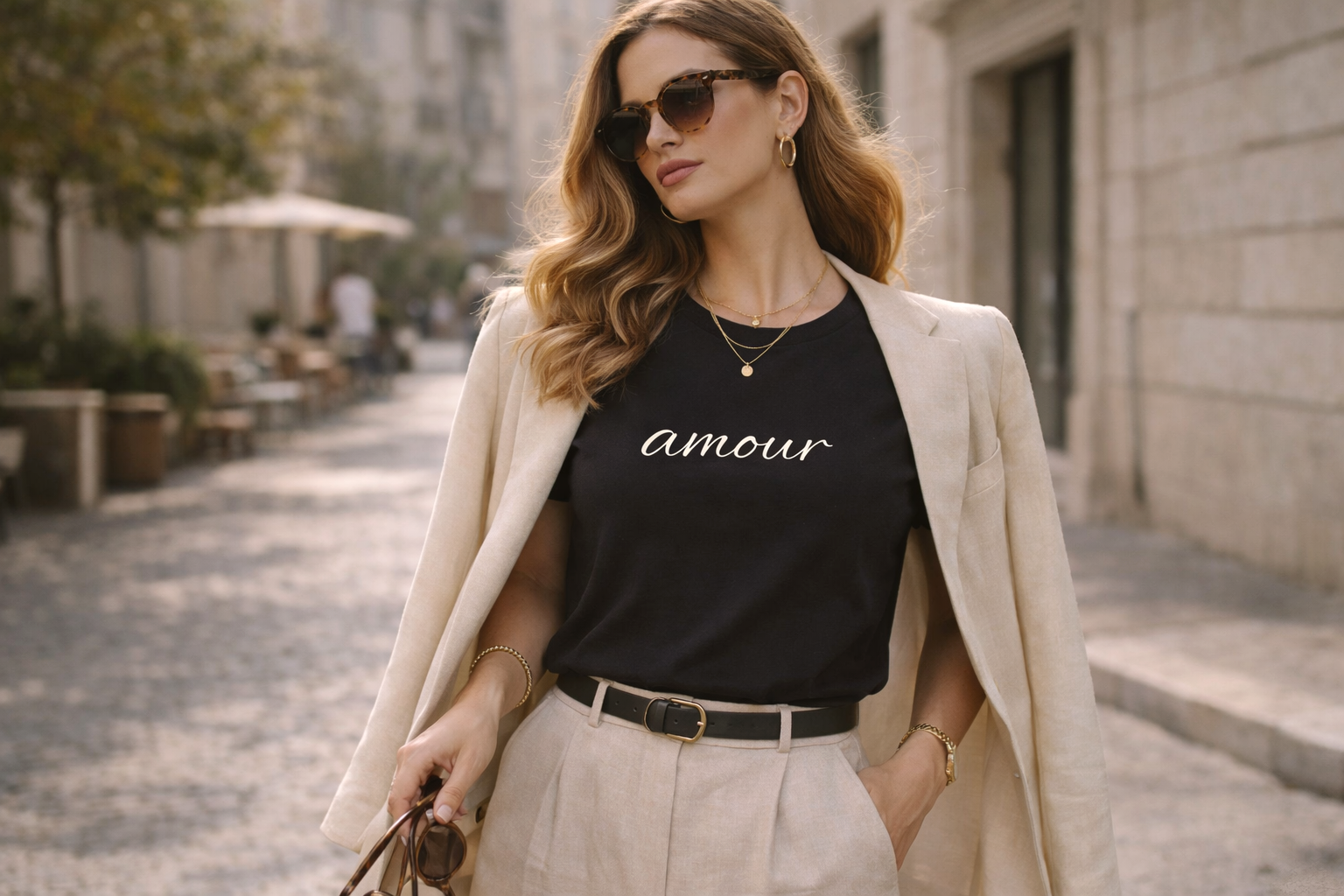 "Amour" Script French Luxury Travel Tee