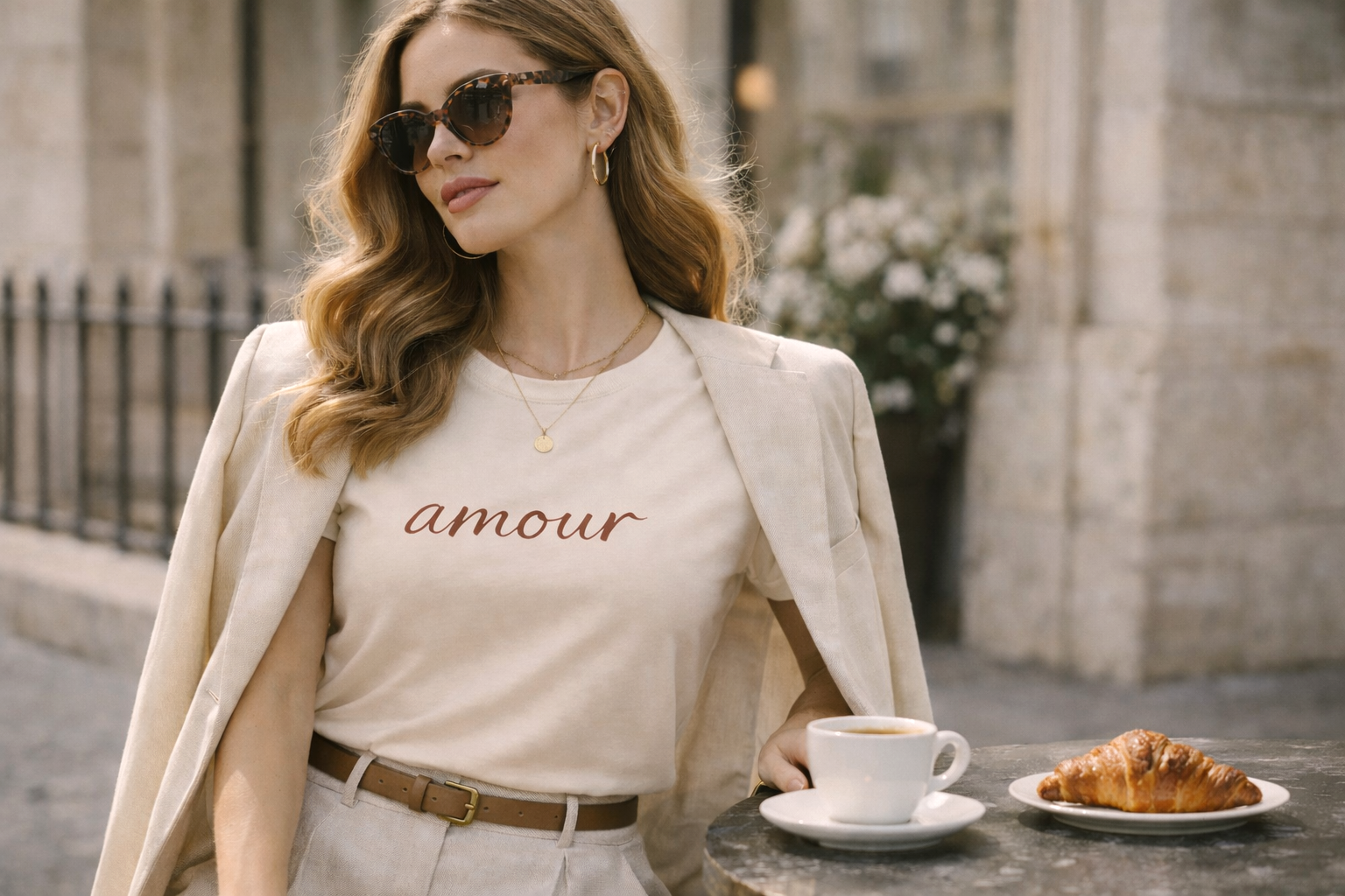 "Amour" Script French Luxury Travel Tee
