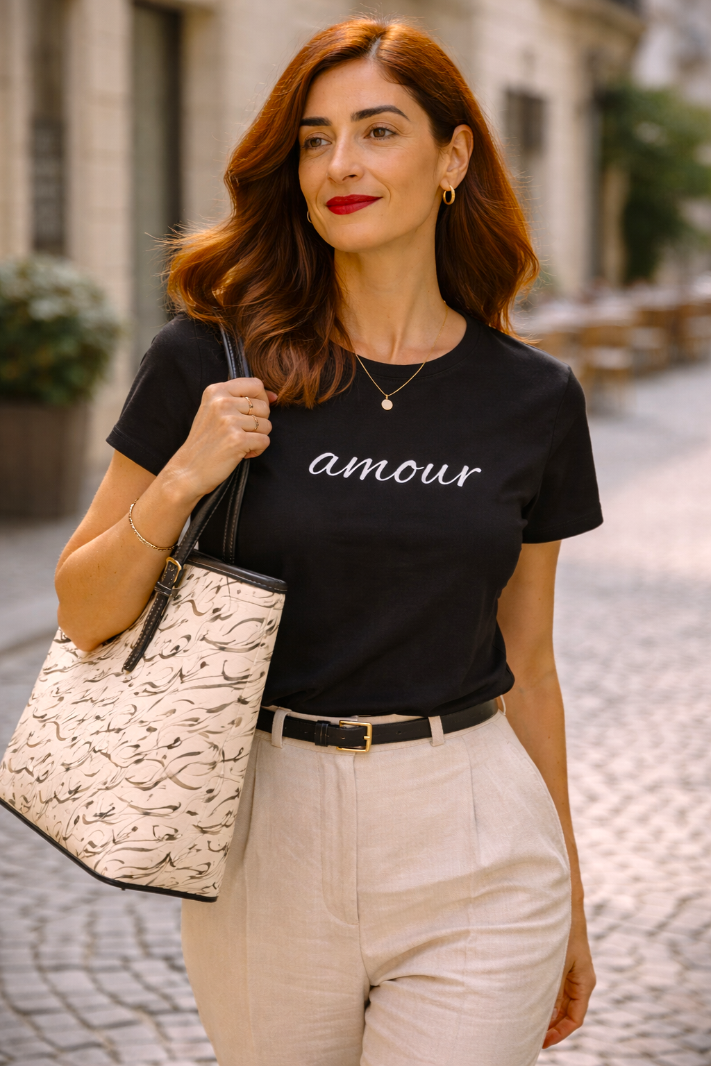 "Amour" Script French Luxury Travel Tee