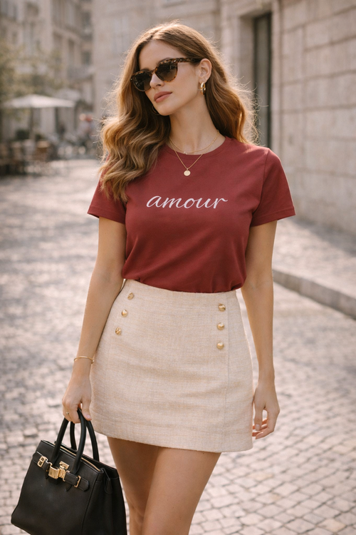 "Amour" Script French Luxury Travel Tee