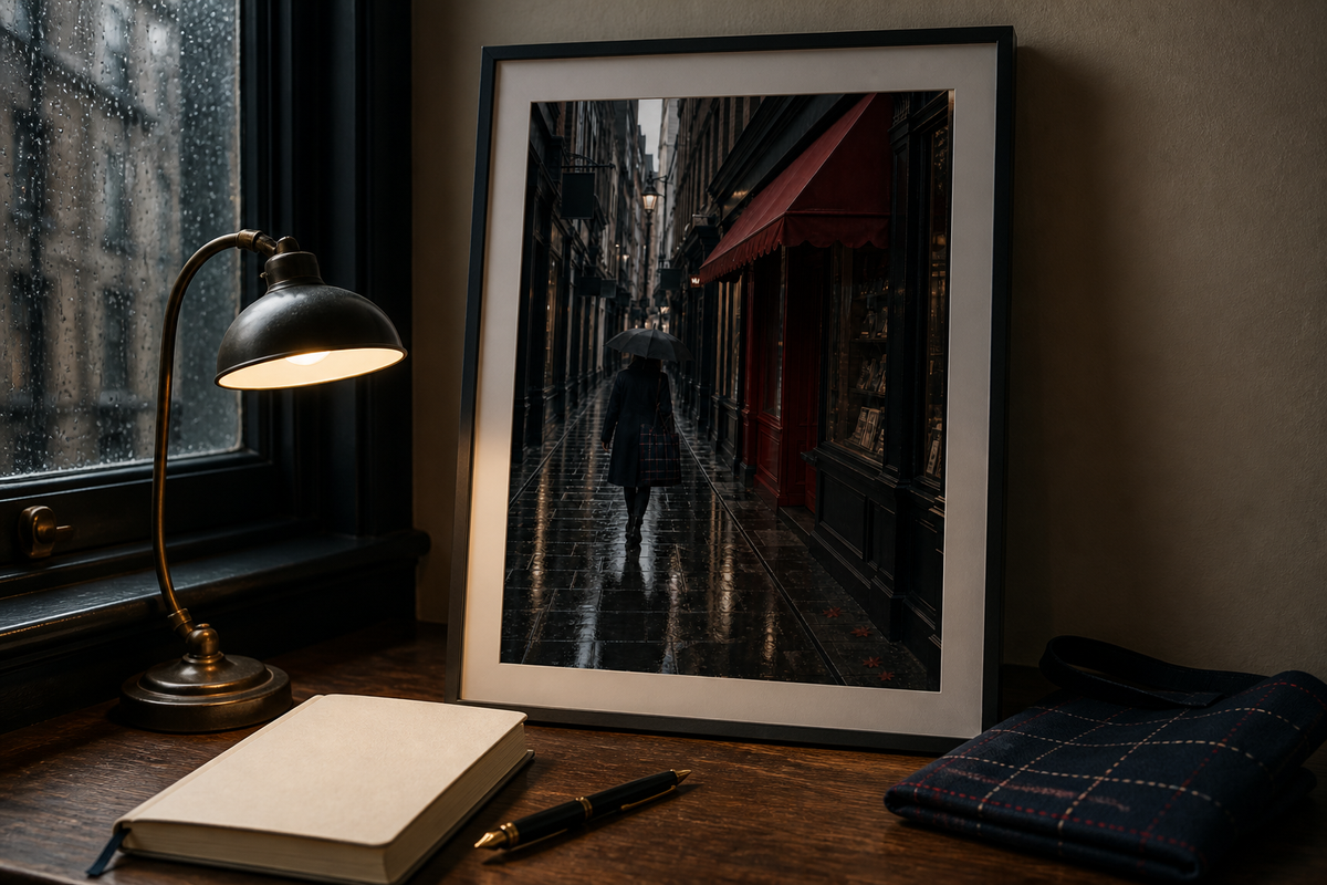 London Rainy City Alley Art Print
