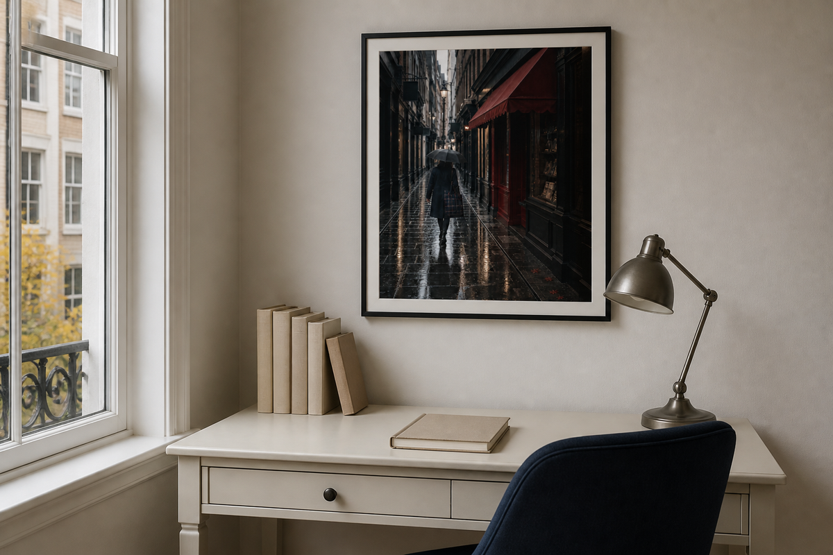 London Rainy City Alley Art Print