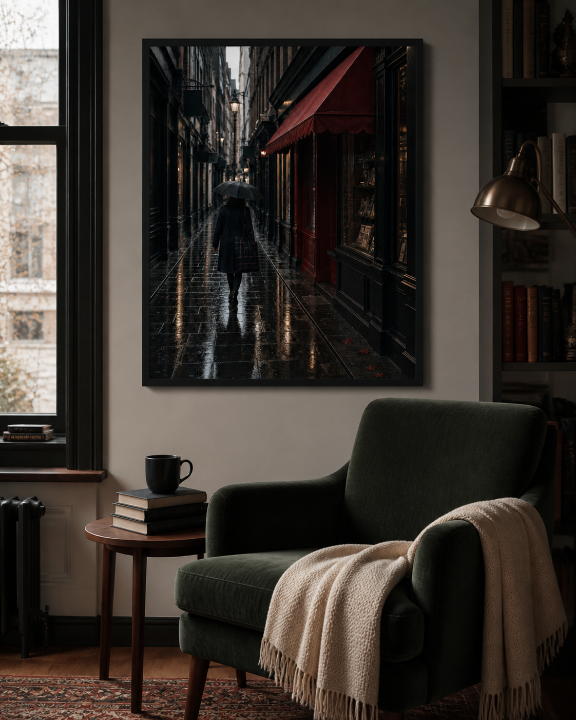 London Rainy City Alley Art Print