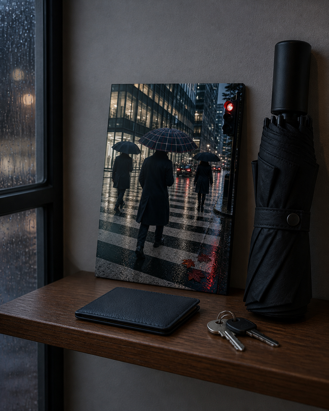 Rainy City London Crossing Art Print