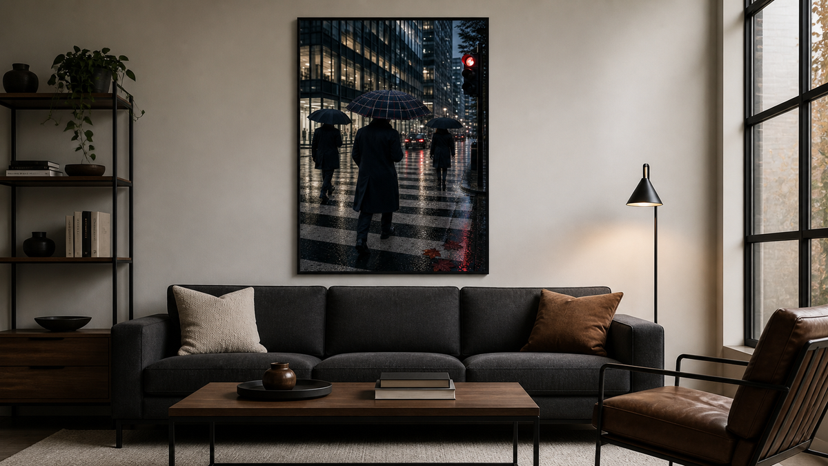 Rainy City London Crossing Art Print