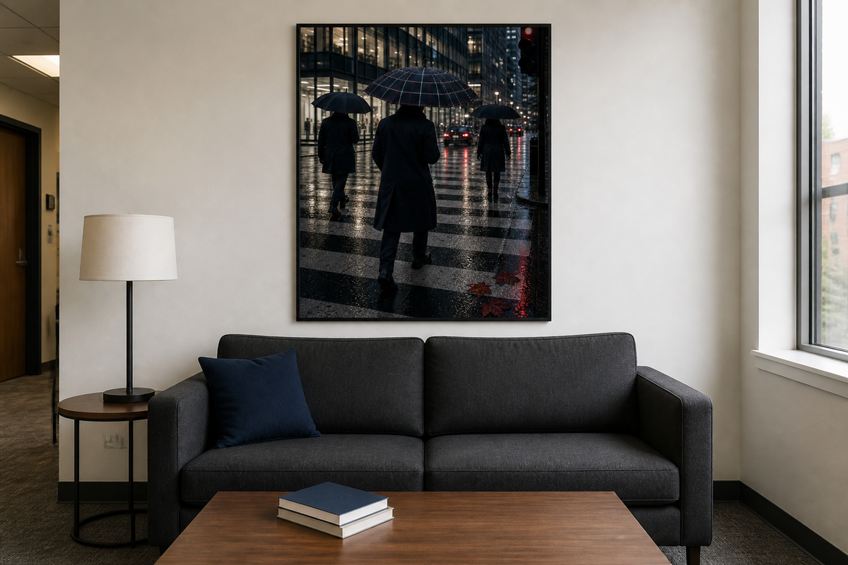 Rainy City London Crossing Art Print