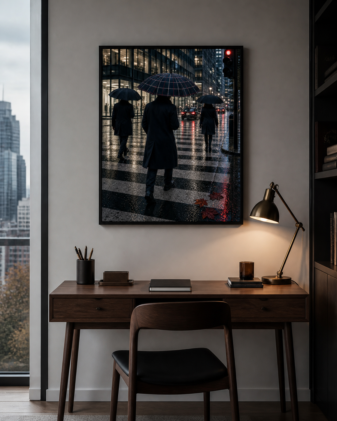 Rainy City London Crossing Art Print