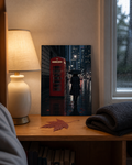 Red Call Box Rain London Art Print