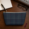 Navy Grid Plaid Accessory Pouch