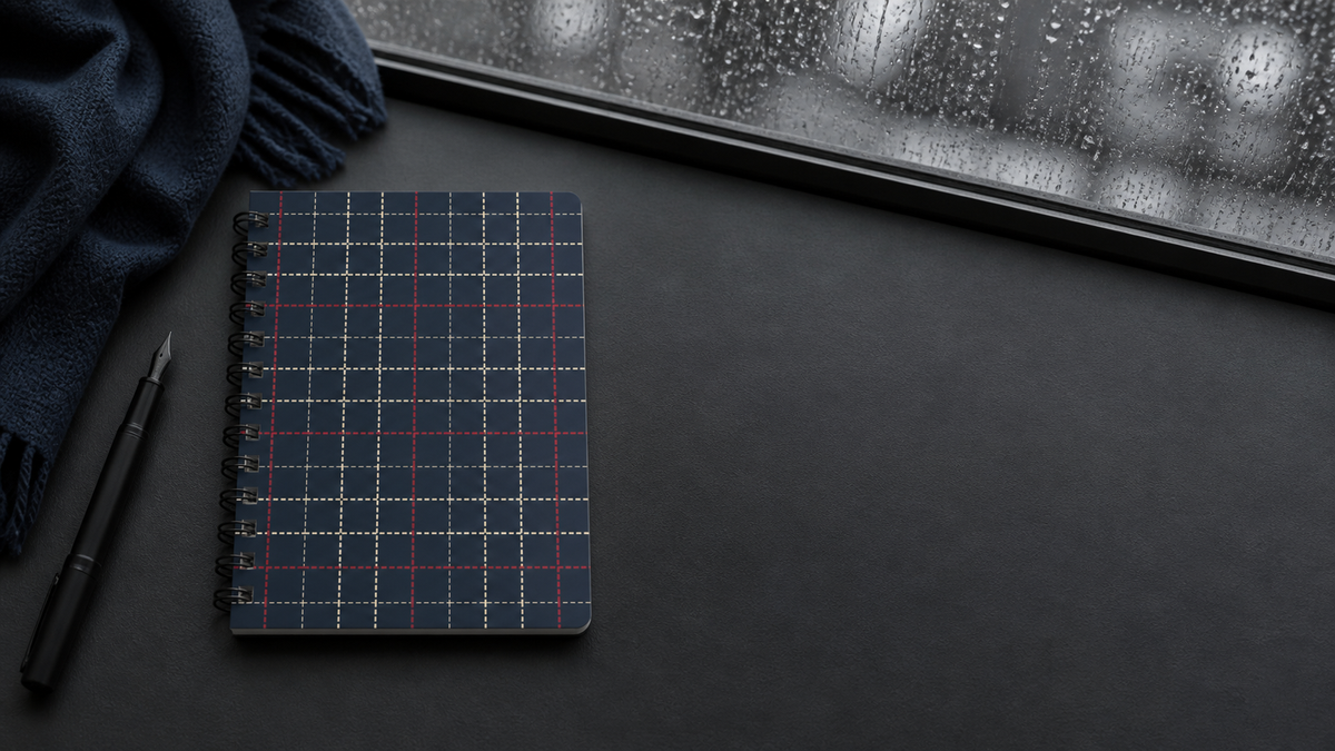 Navy Plaid Pattern Spiral Bound Travel Journal