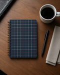 Navy Plaid Pattern Spiral Bound Travel Journal