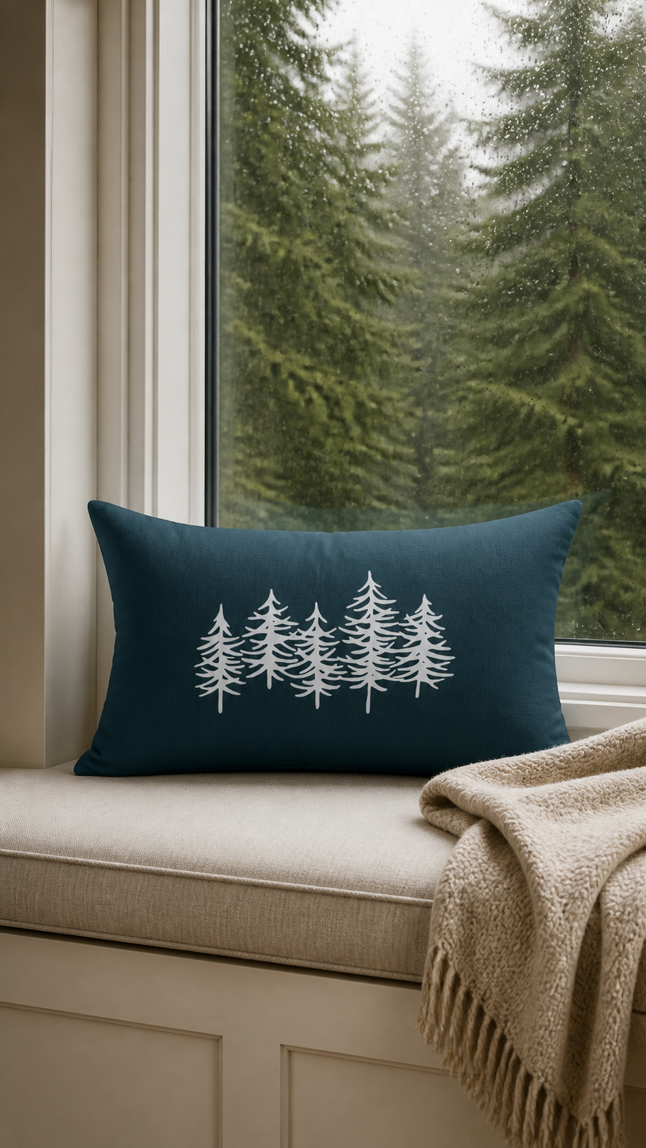 Pine Tree Green Lumbar Pillow