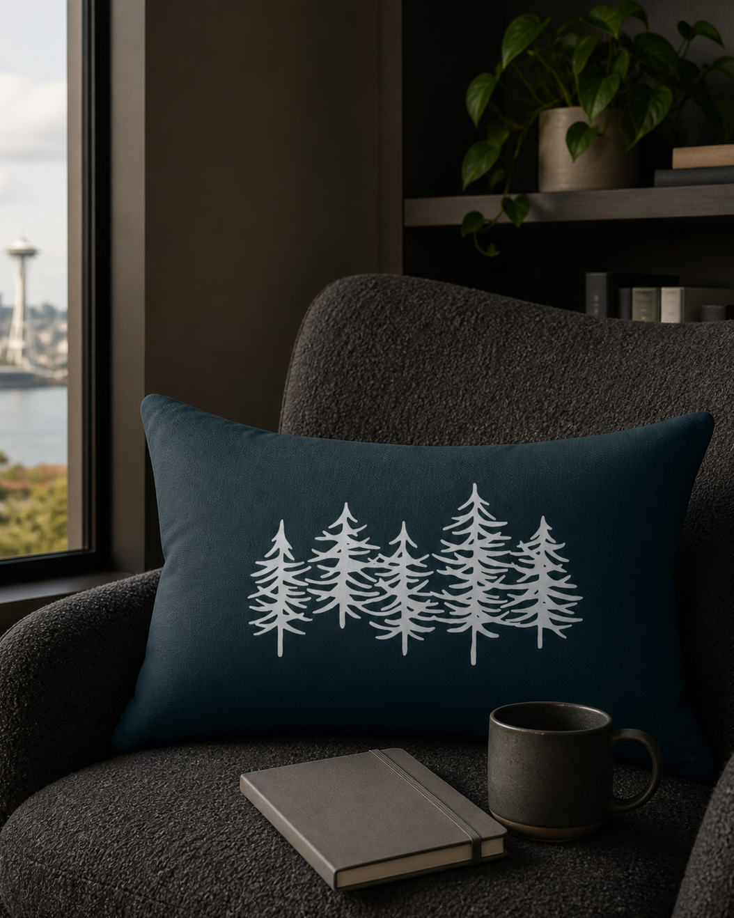 Pine Tree Green Lumbar Pillow