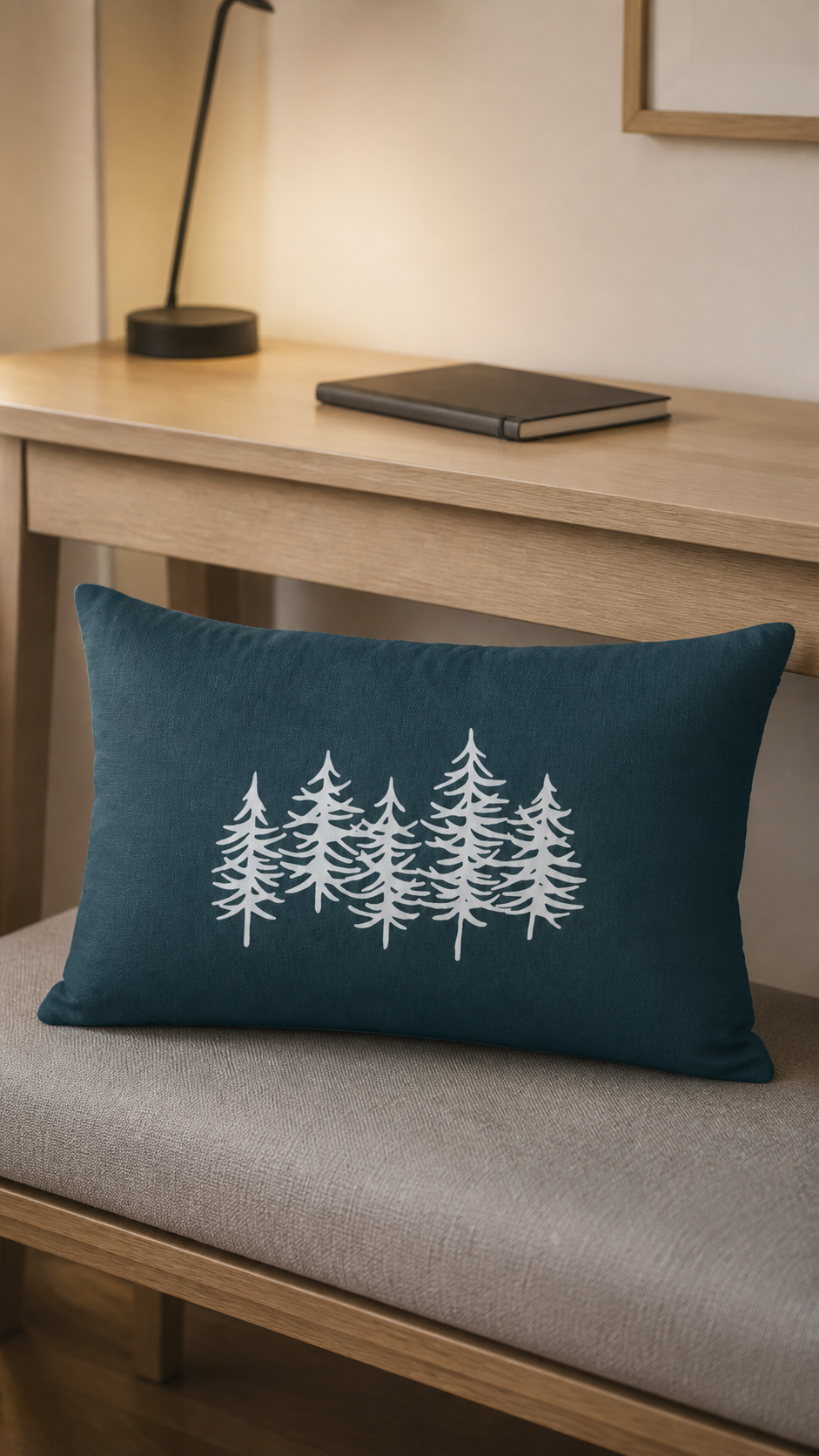 Pine Tree Green Lumbar Pillow