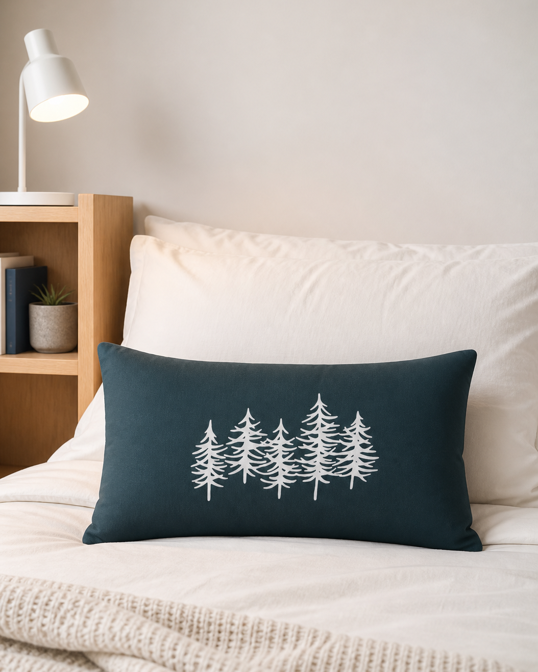 Pine Tree Green Lumbar Pillow