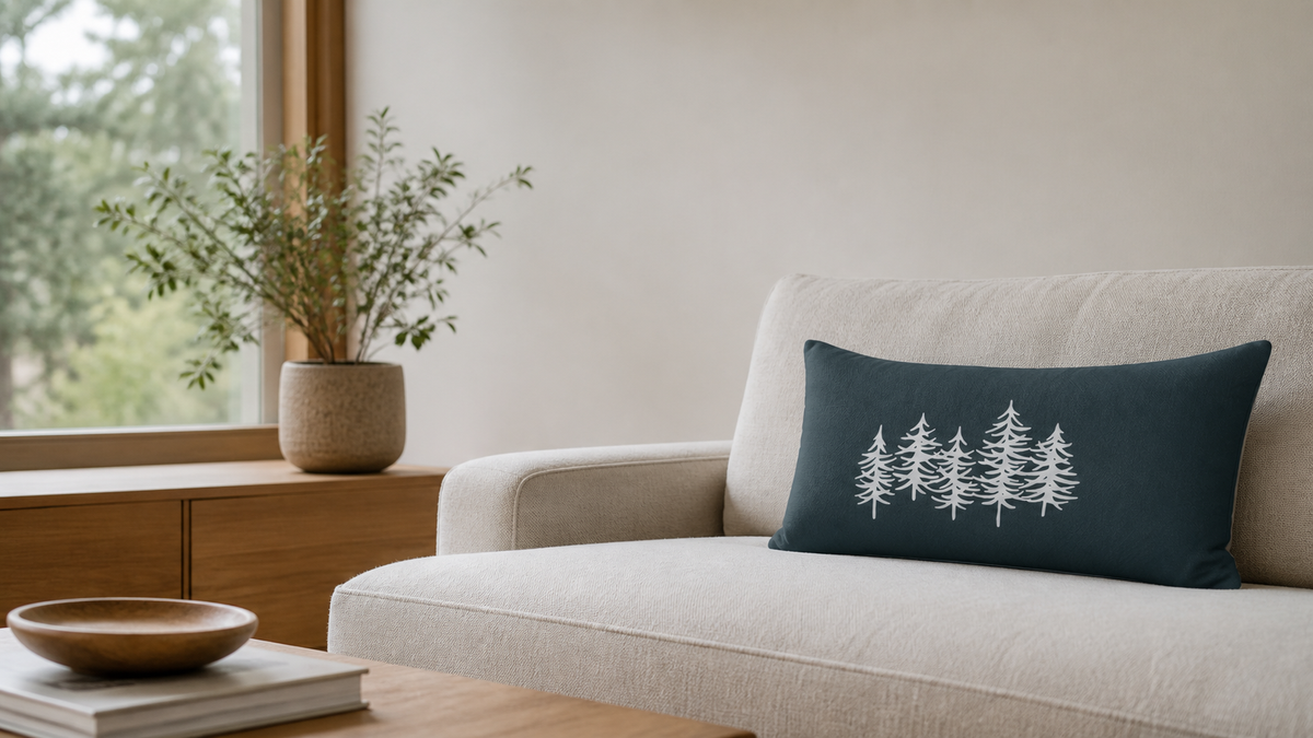 Pine Tree Green Lumbar Pillow