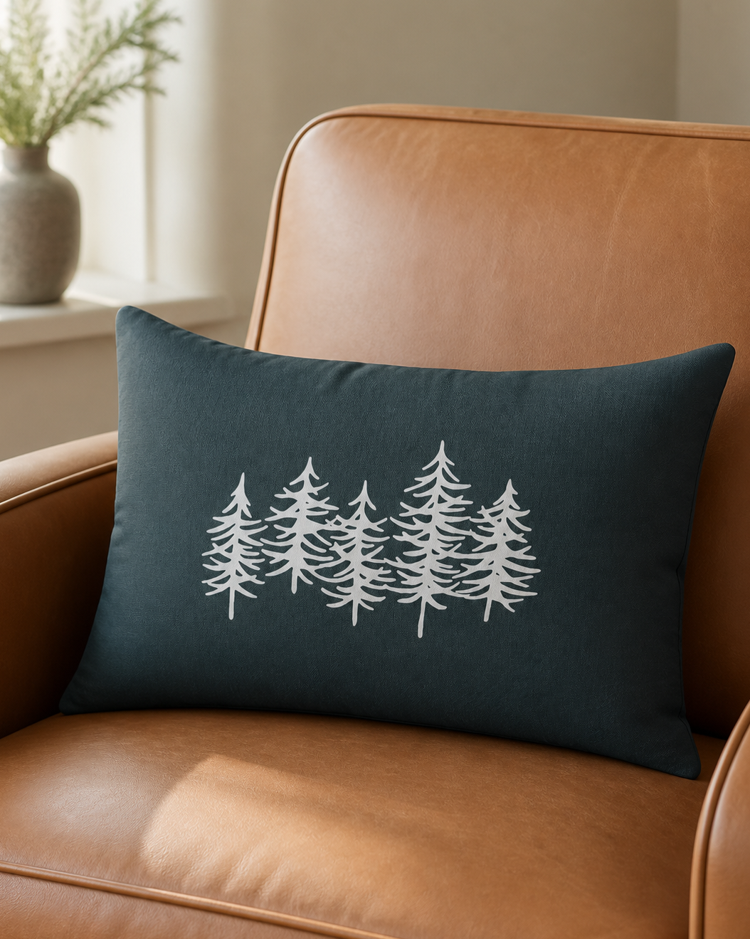 Pine Tree Green Lumbar Pillow