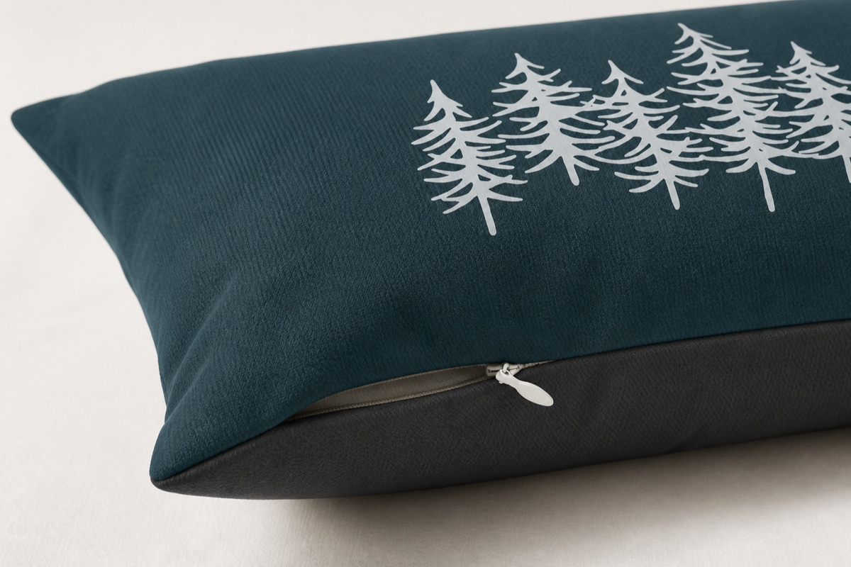 Pine Tree Green Lumbar Pillow