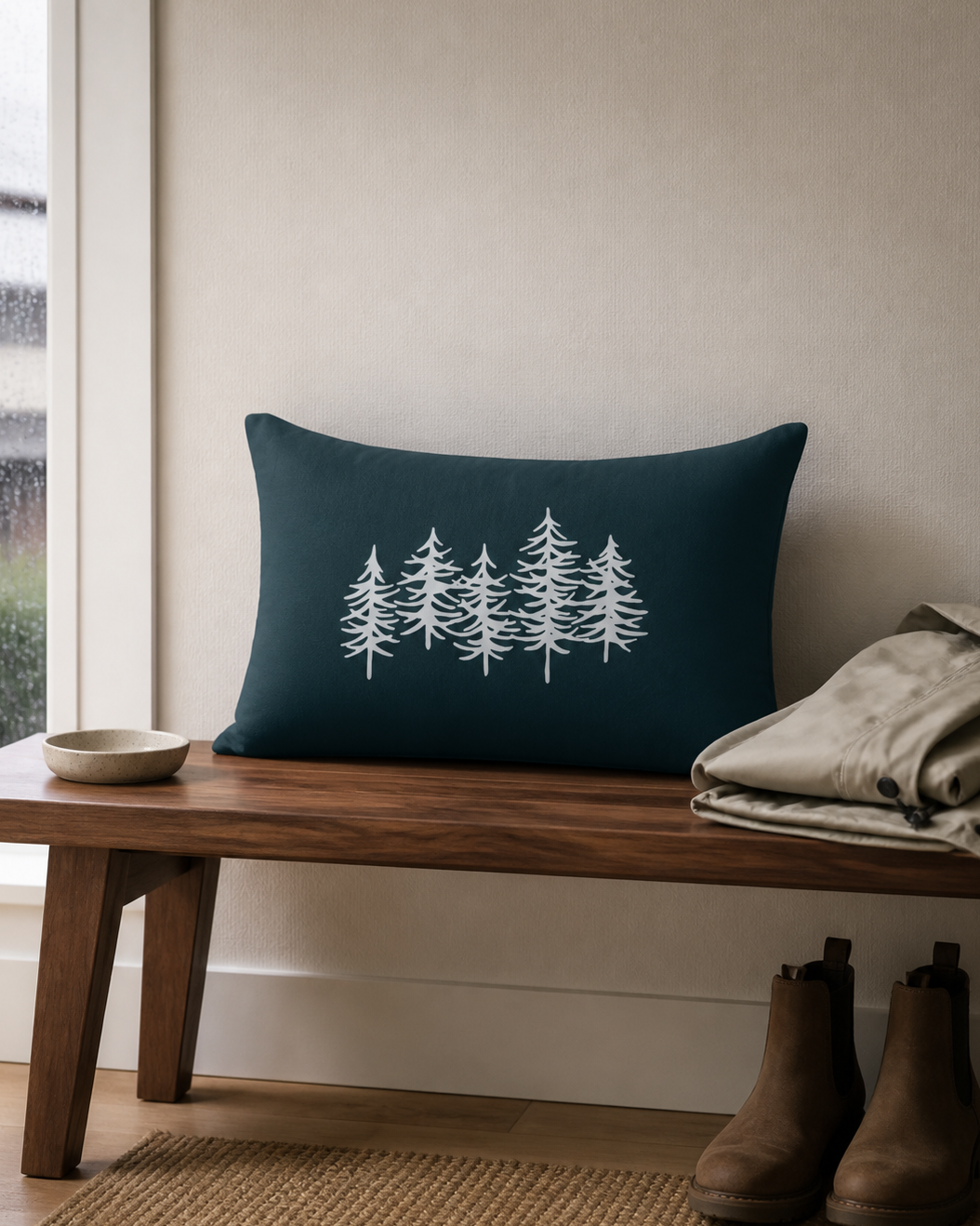 Pine Tree Green Lumbar Pillow