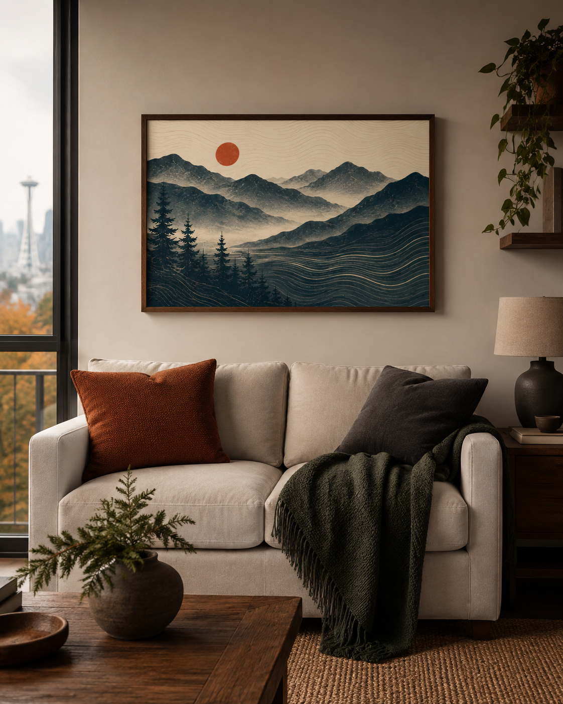 Minimalist Mountain Sunset Art Print