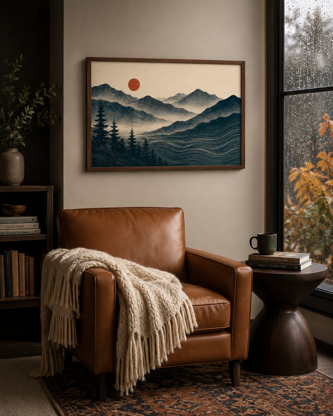 Minimalist Mountain Sunset Art Print